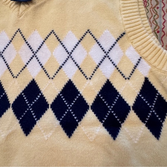 Izod Childrens Yellow and Navy V-Neck Argyle Sweater Vest Size S (4) - Picture 6 of 6